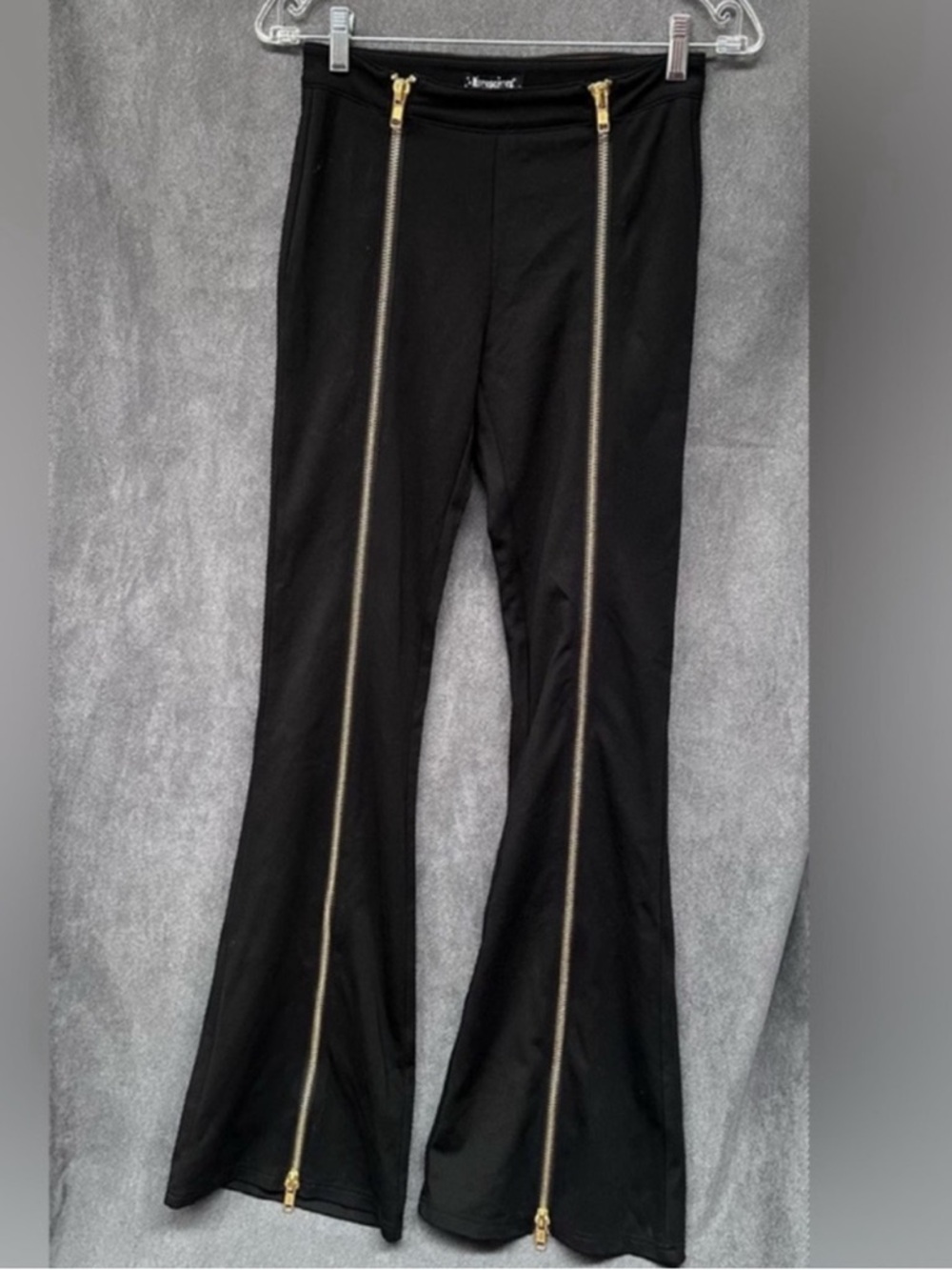 DOLLS KILL Flare pants black with zippers goth